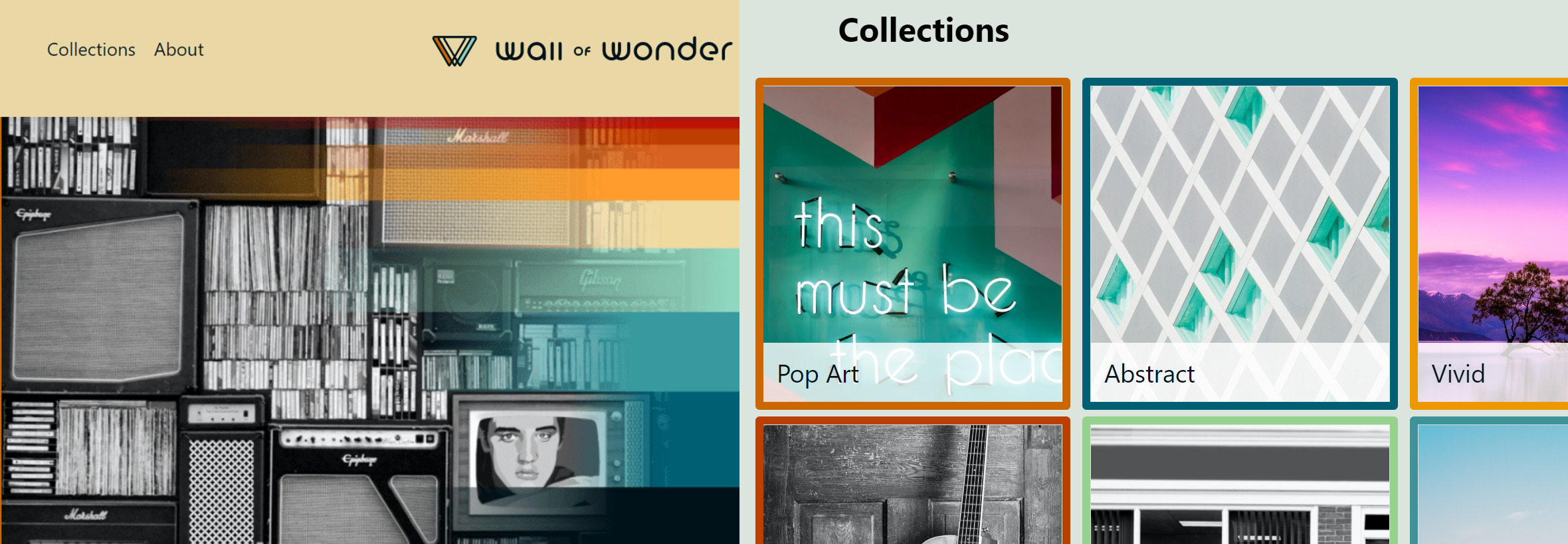 Screenshot of the Wall of Wonderful Collections.